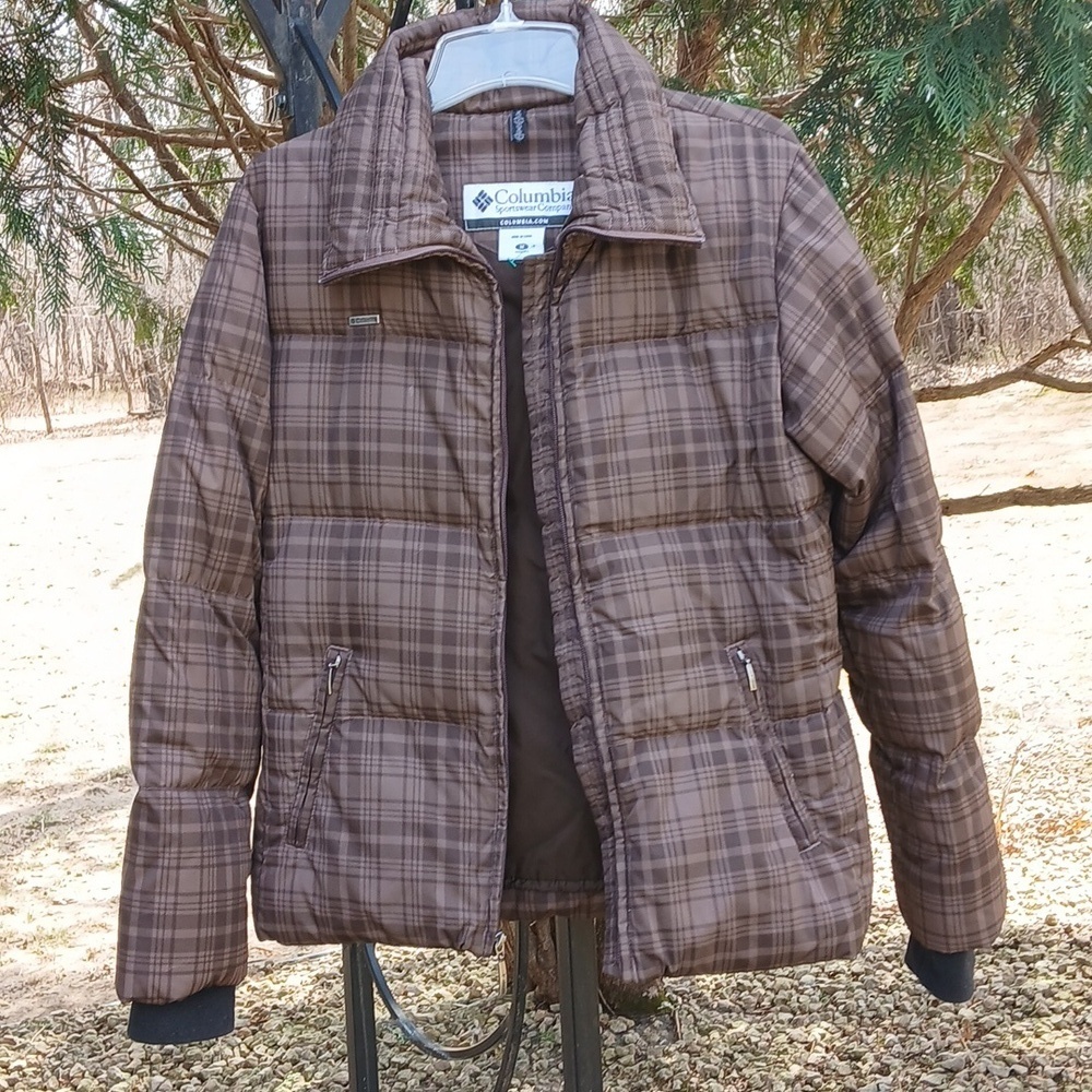 Columbia Brown Plaid Puffer Jacket 60% Down 40%feather Sz M - Picture 11 of 11